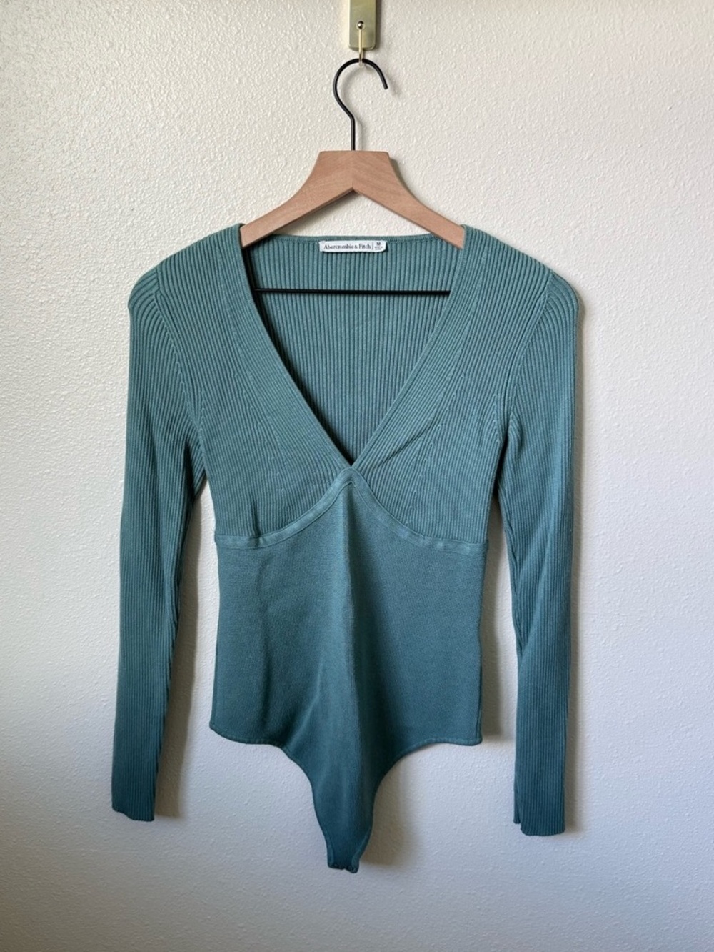 Abercrombie & Fitch  Rib Plunge Bodysuit Blue Medium